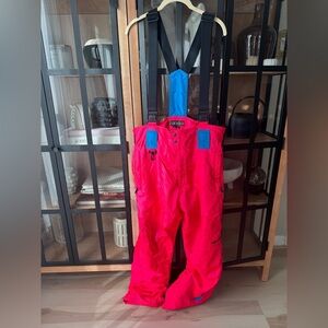 Vintage 1980s Nevica Skiing overalls bib snow pants suspenders neon